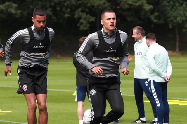 Tyler Smith and brother Kyron Gordon in training with Sheffield United: Simon Bellis / Sportimage
