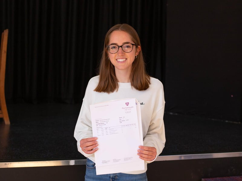 Hannah Wills with her results. Picture: Habibur Rahman