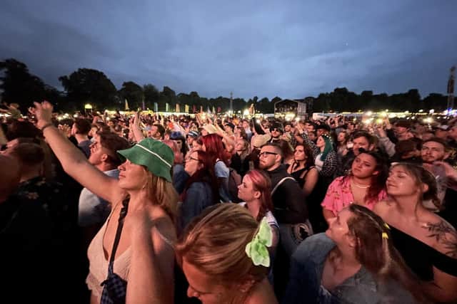 The crowds at Tramlines, in Hillsborough Park, 2021