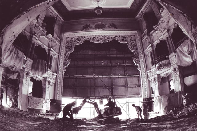 Construction work on the Lyceum in 1990 after a successful fundraising campaign to save the building and reopen it as a theatre