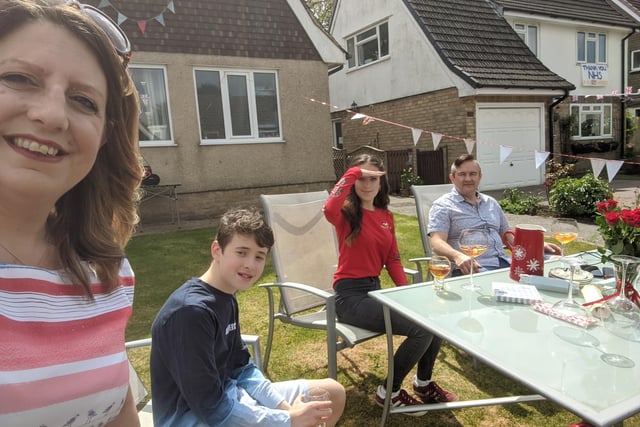 Sarah and Gareth Morgan organised a front lawn party to celebrate VE day and gave isolated neighbours some well-earned company from a distance.