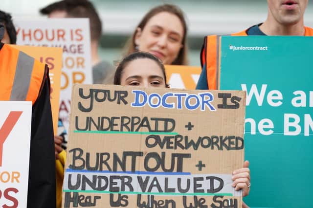 Junior doctors and medical consultants on the picket line in September. PIC: Stefan Rousseau/PA Wire