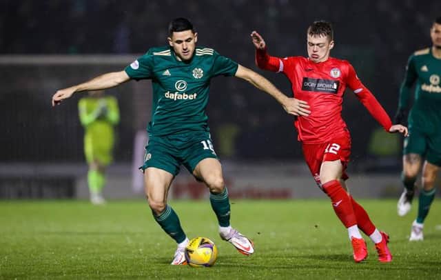 St Mirren’s teenage midfielder Jay Henderson (right) challenging Tom Rogic of Celtic during the 0-0 draw in Paisley back in December