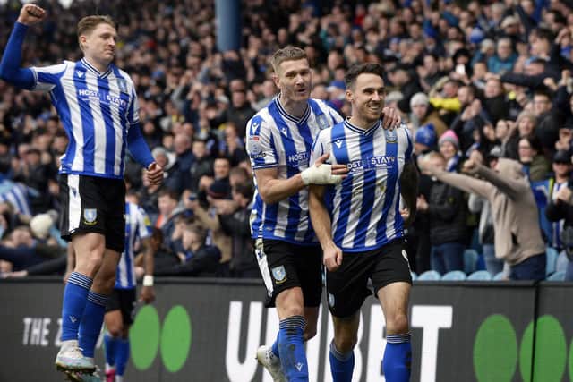 Sheffield Wednesday's second half scorers George Byers, Michael Smith and Lee Gregory celebrate. (Steve Ellis)