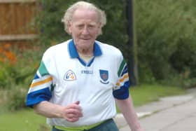 Long-distance walker John Dowling, when he was 80 and taking part in the Great Yorkshire Run to raise funds for St Luke's Hospice in August 2009