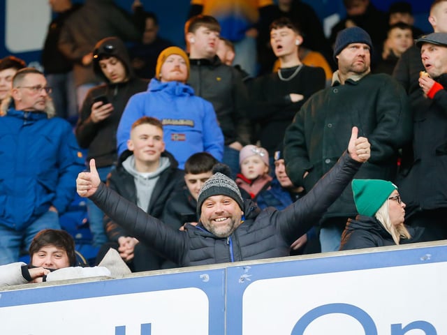 Stags fans at the One Call stadium for the match against Salford City.