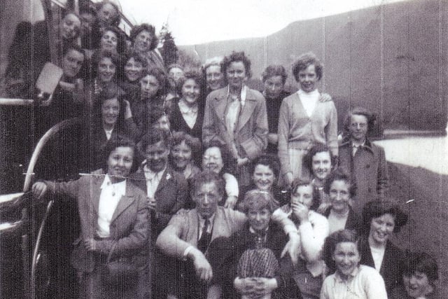 A trip to Ladybower reservoir for High Green County Secondary Modern pupils in July 1957