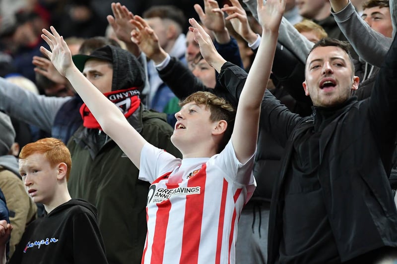 'We're top of the league' chant the Sunderland fans after 5-0 hammering of Cheltenham Town. Picture by Frank Reid