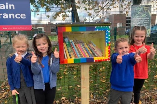 Some of the little library designers, Francesca, Joey, Daisy and Emily.