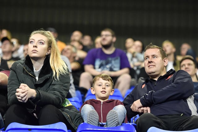 Stags fans watch their side draw 0-0 with Tranmere at Prenton Park in August 2018.