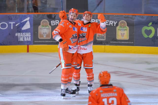 Antonin Boruta celebrates with Keeton Ellerby.