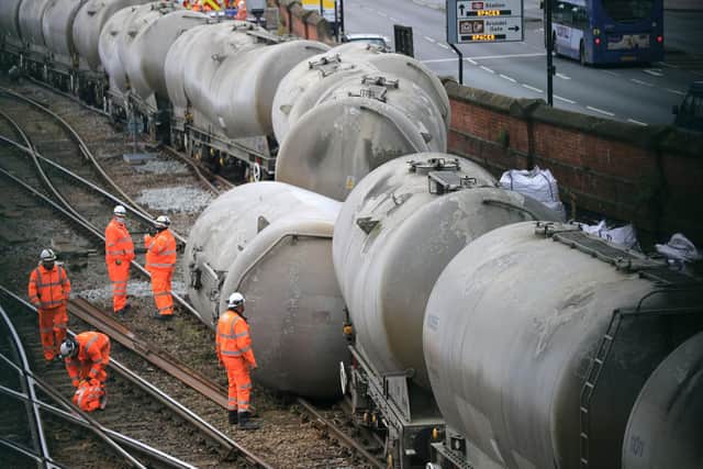 Freight train derailment at Sheffield train station.
Picture: Chris Etchells