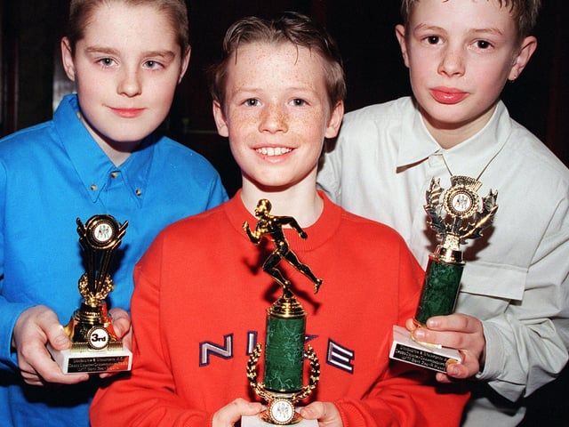 Doncaster and Stainforth Athletic Club held its annual presentation night at the Parklands Social Club, Wheatley Hall Road. Our picture shows the under 11 boys cross country first three: first Patrick Pacy (centre), second Richard Marks (right) and third Thomas Smith, all aged 11.