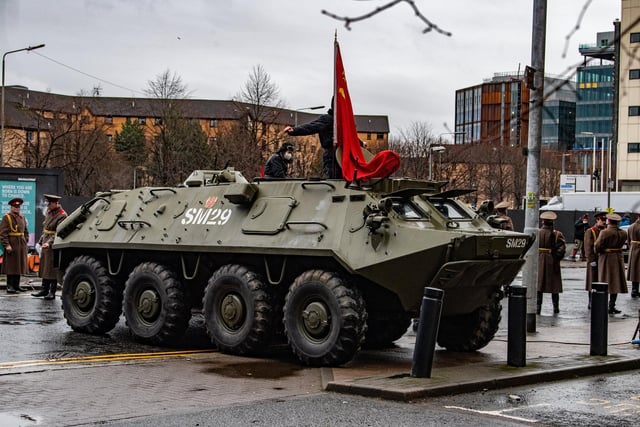 A tank is a fairly unusual sight on Glasgow's streets