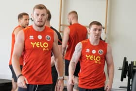 Sheffield United defender Jack O'Connell, pictured in the gym in pre-season in Portugal, is working hard in his bid for fitness (Sheffield United)