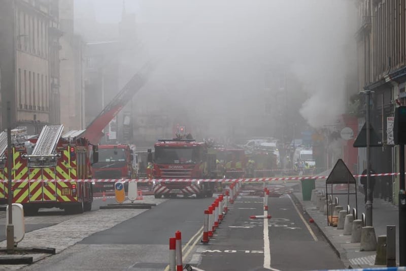 The area has been cordoned off while emergency services tackle the fire.