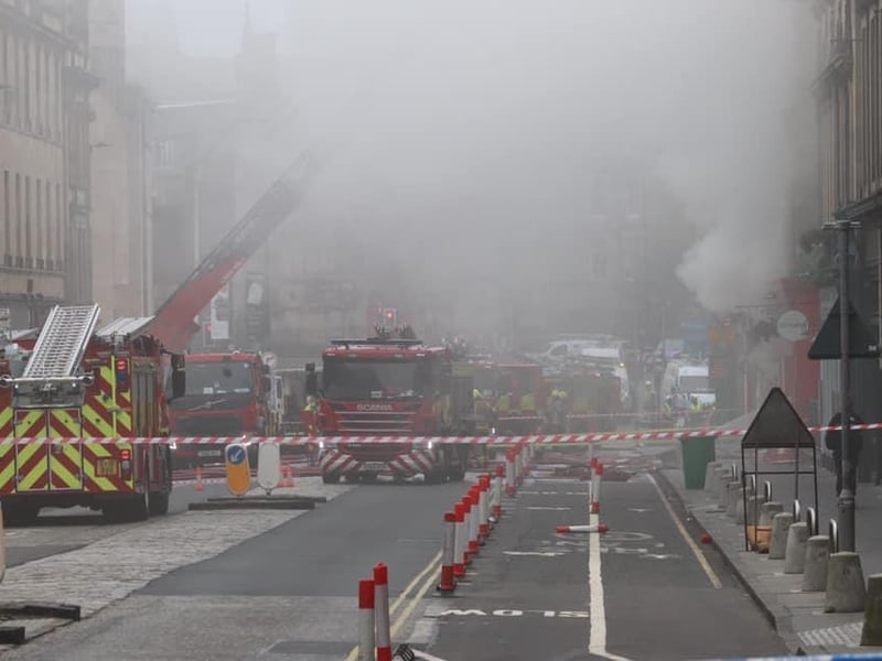 The area has been cordoned off while emergency services tackle the fire.
