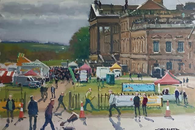 Chris Slater, 67, of Greasbrough, Rotherham, took along his easel and paints to capture this scene at a vintage car rally staged at Wentworth Woodhouse two years ago