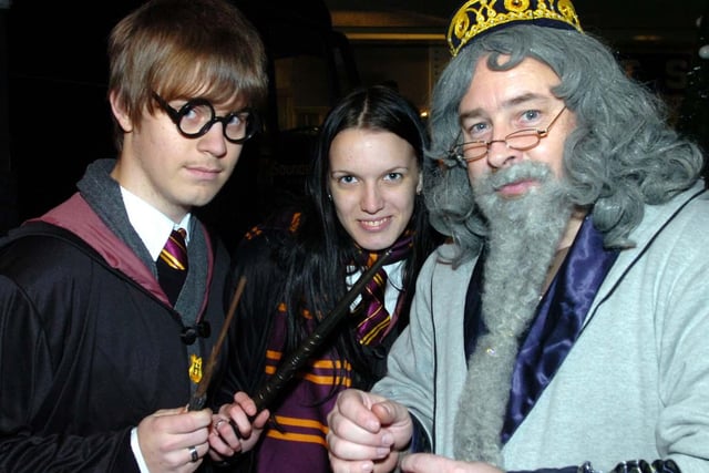 Harry Potter, Hermoine and Dumbledore at the Doncaster Chriostmas lights switch on  in 2007