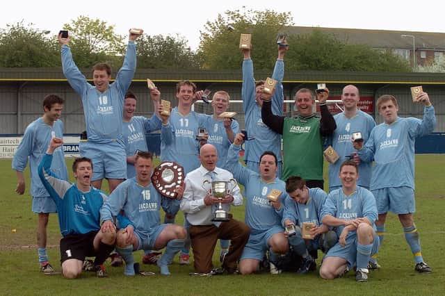 Heron United celebrate after winning the Havant Sunday League Junior Cup Final at Westleigh Park, 2006. PICTURE: Michael Scaddan