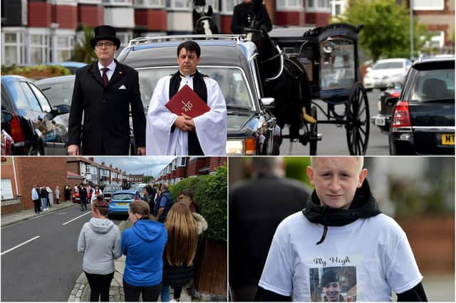 Dozens of friends of Hartlepool teenager Benjamin Catchpole turned out to pay their respects on the day of his funeral.