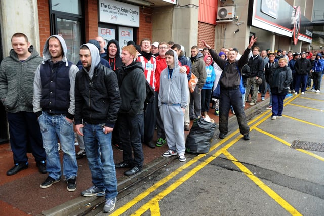 The hoods are up for this lot outside Bramall Lane in May 2012