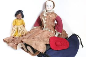 A circa 1870 French Fashion Doll and an early 20th Century Bisque Head Doll – estimate: £600-800.