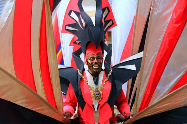 Magid Magid, wearing his Lord Mayor's chain at Sheffield Carnival 2018. Picture: Chris Etchells.