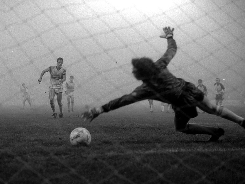 Steve Charles takes a penalty against Northampton Town.