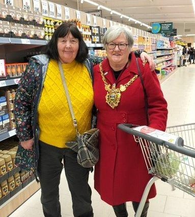 Caz Cutts with the Mayor of Sheffield opening the new Lidl store in High Green