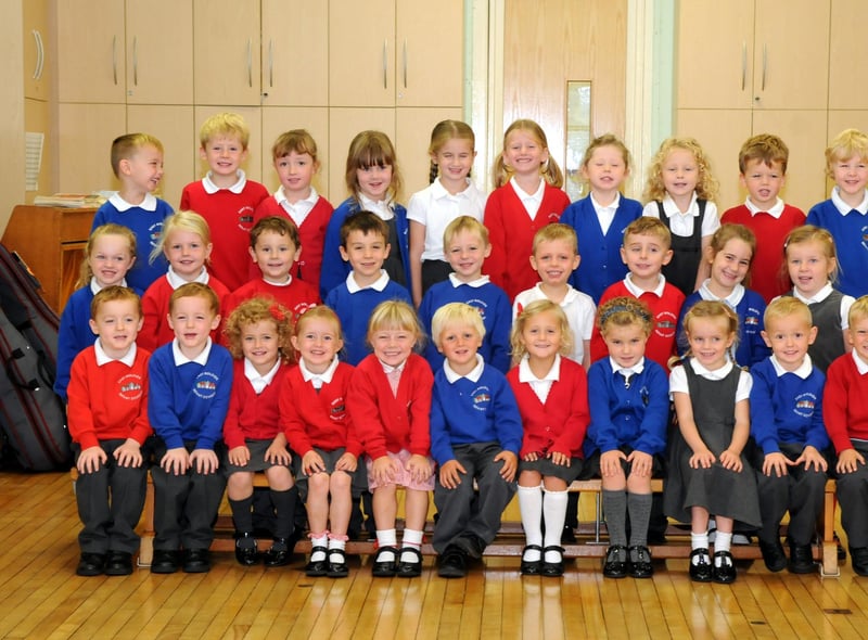 Miss Egerton's reception class at East Boldon Infants School gets our attention in this 2014 photo.