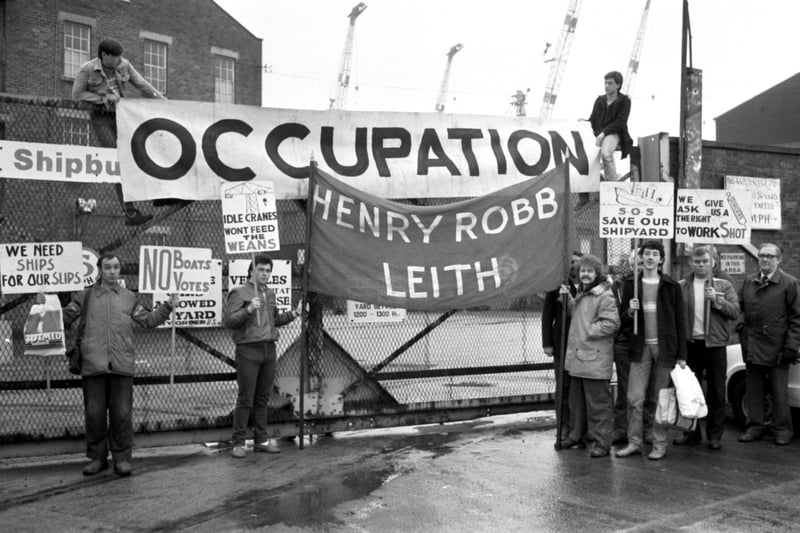 Workers from the Henry Robb shipyard occupied the premises kn January 1984 at Leith, in an attempt to prevent its closure.