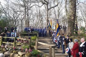 The service at the Mi Amigo memorial in Endcliffe Park, Sheffield, marking 79 years since all 10 men on board a stricken US bomber died when it crashed in the park