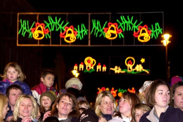 The crowd at Clock Corner during the light switch on in 2001.