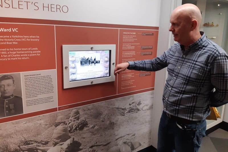 An interactive information screen in the Kings Own Yorkshire Light Infantry section of the Danum Gallery, Library and Museum