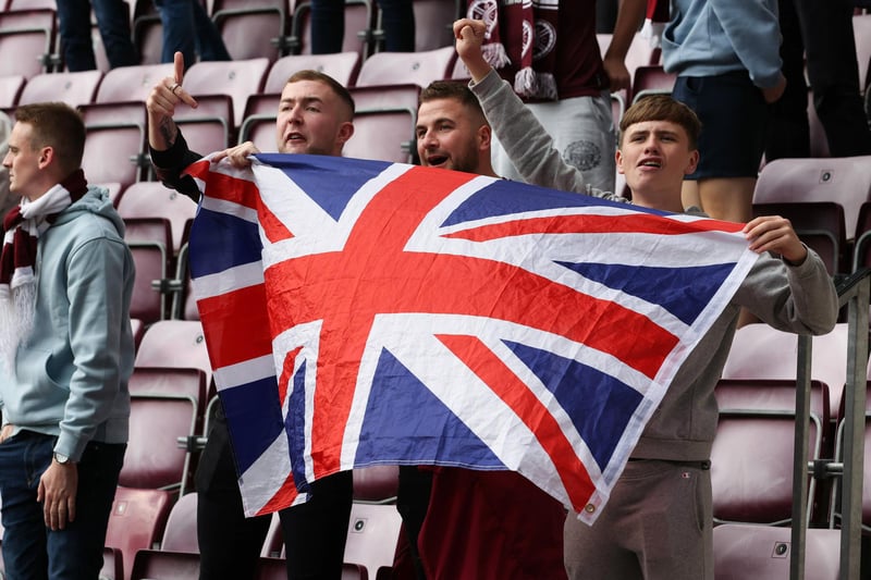 A Union Jack on display in the home end