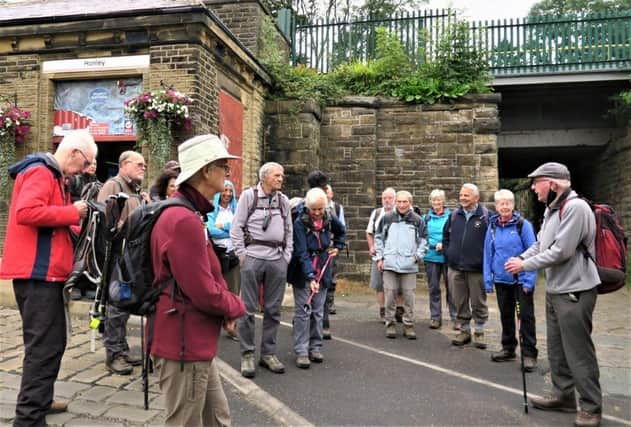 A group of the ramblers at Honley station.