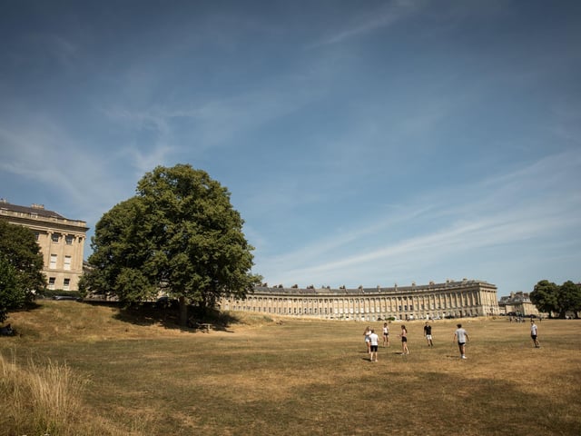 Here's the Royal Crescent in Bath, the largest city in Somerset - its Roman heritage, Georgian architecture, shops and restaurants combine to make it a popular staycation choice.
