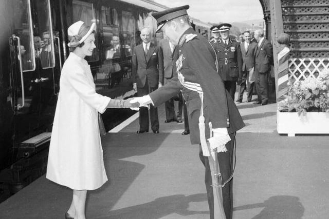 The Queen and Duke of Edinburgh arrive at Melrose station, July 1962.