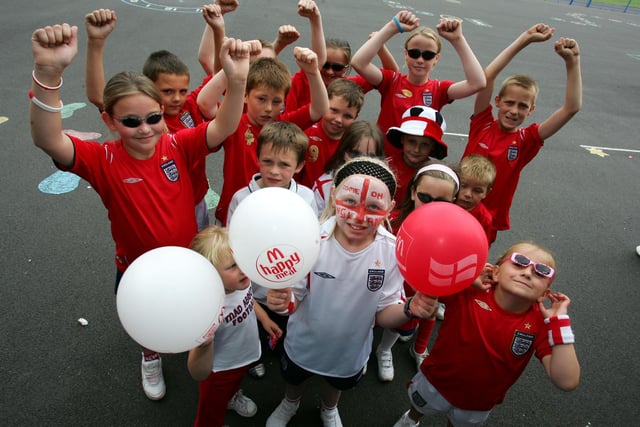 It's World Cup Day at Simonside Primary School in 2006. Can you spot anyone you know?