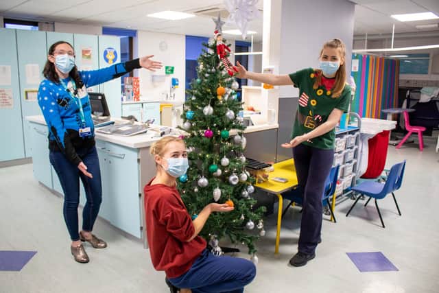 Staff entering into the spirit of Christmas at Sheffield Children's Hospital