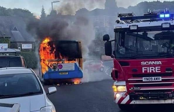 Flames quickly spread from the engine compartment at the rear and up to the roof. Pic by Jason @jasoncc36TW