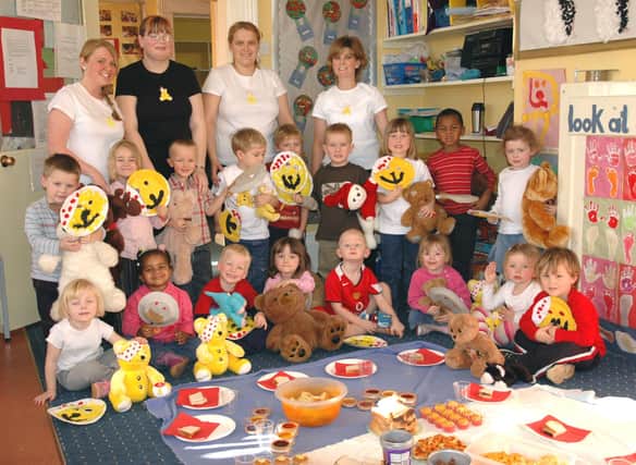The scene at Highview Nursery where this bear party was taking place for Children In Need 16 years ago.