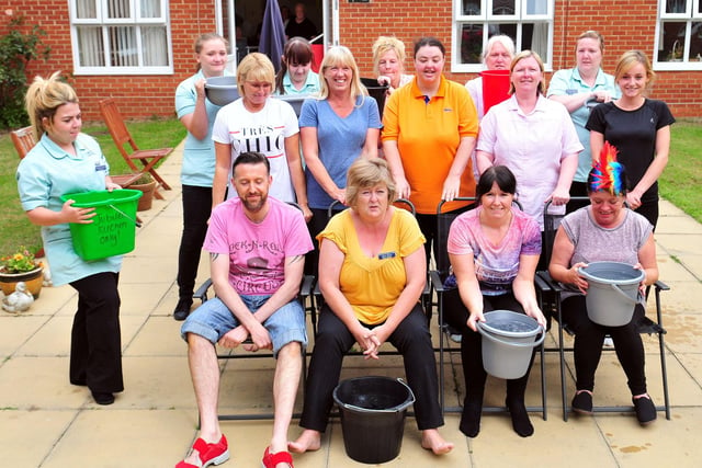 Staff from Westview Care Home wait to take part in their Ice Bucket Challenge. Were you among them?