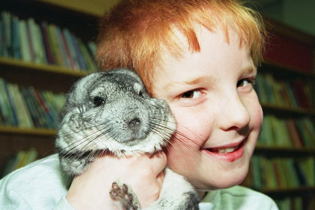 The Artis Pet Sanctuary paid a visit to Bentely Library in 1998 and attracted a large number of youngsters along to look at them and listen to sanctuary founder Gerald Coley. Our picture shows  Michael Rybak, aged nine, of Clay Lane, Doncaster, with 17 year-old Chinchilla, Inca.