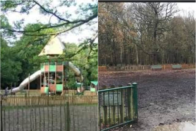 The damaged playground equipment has now been removed.