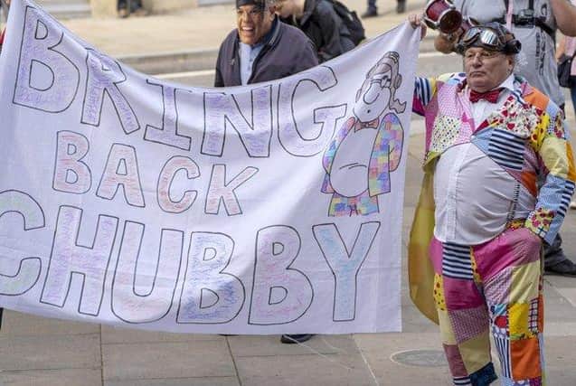 Supporters of Roy Chubby Brown protest at the decision to ban him from performing at Sheffield City Hall. Picture Scott Merrylees