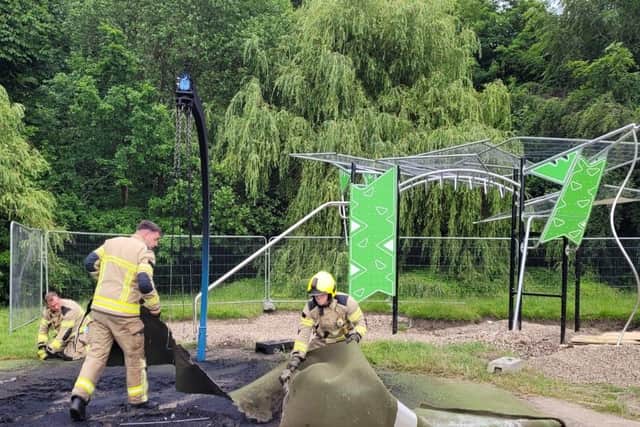 Fire at Woodseats Playground, Graves Park on Monday.