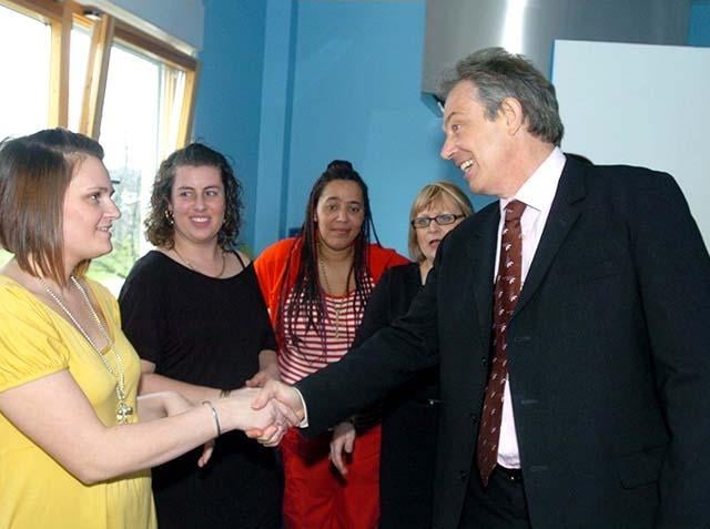 Tony Blair arriving at Winn Gardens, Sheffield, March 15, 2007