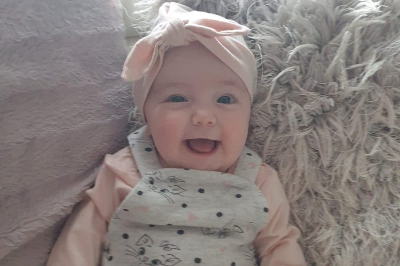 Collean Goggins, said: "Dottie born 12th November 7lb 12onz she has put so many smiles on all my friends faces always happy smiling everyone waits for her photos to go on fb to cheer them up."